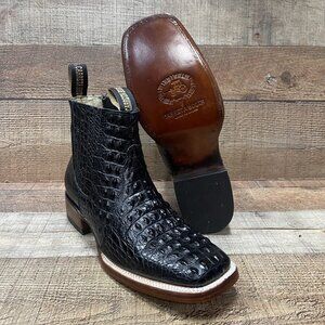 Men's Western Vaquero Rodeo Half Boot Crocodile Print Real Leather Handmade 382